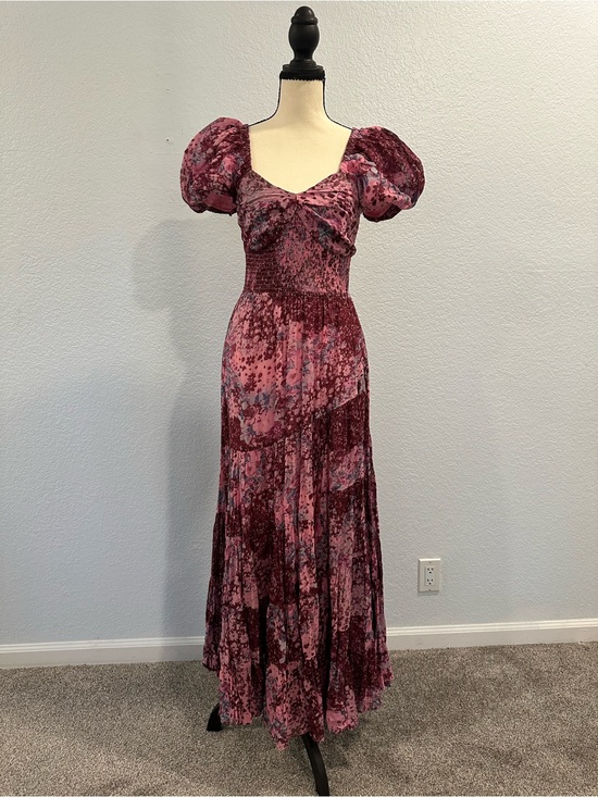 Free People Dresses & Skirts - Free People Pink Floral Puff Sleeve Maxi Dress
